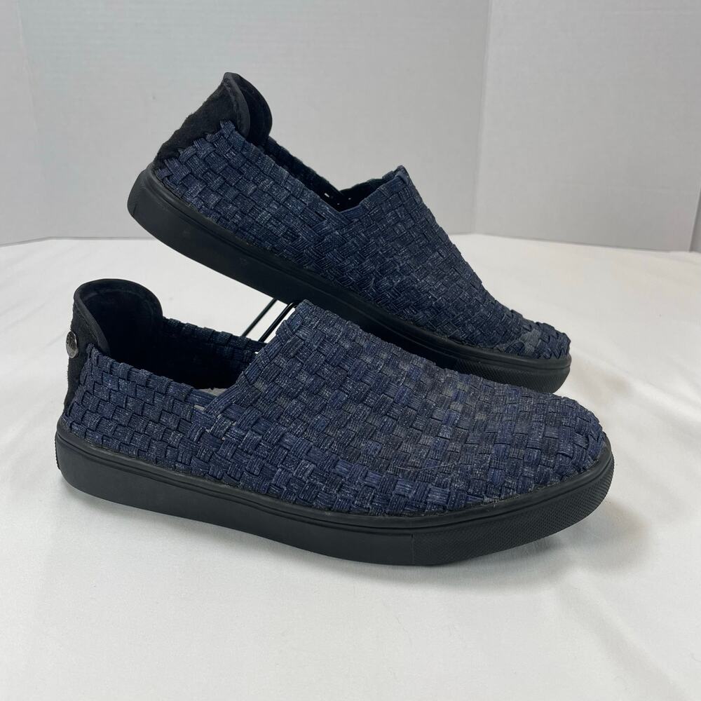 Bernie Mev Lulia Navy Blue Woven Slip On Sneakers Women’s Size 37 EU 6.5 US